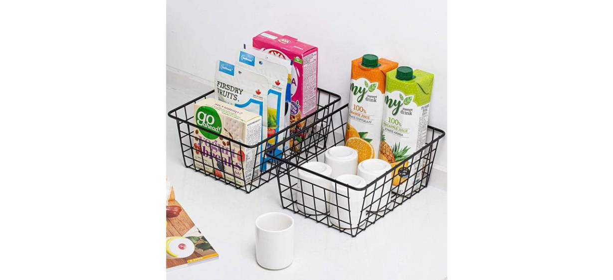 Happylost Wire Storage Organizing Baskets on table