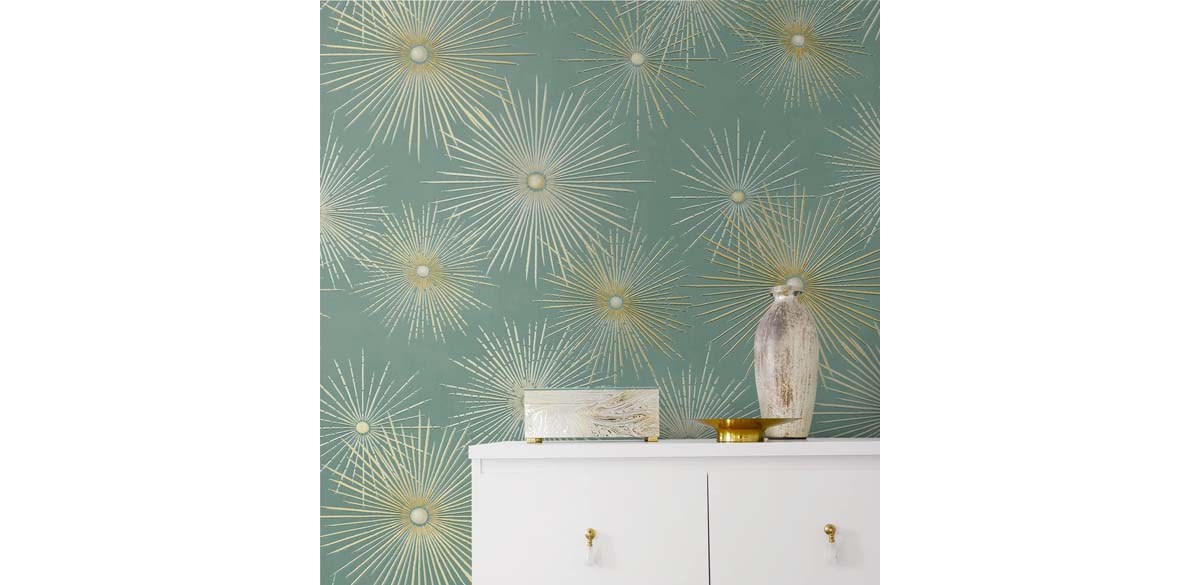 NextWall Starburst Geo Mid Century Peel and Stick Wallpaper