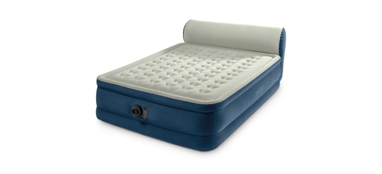 Intex Dura-Beam Deluxe Ultra Plush Air Mattress with Headboard on white background