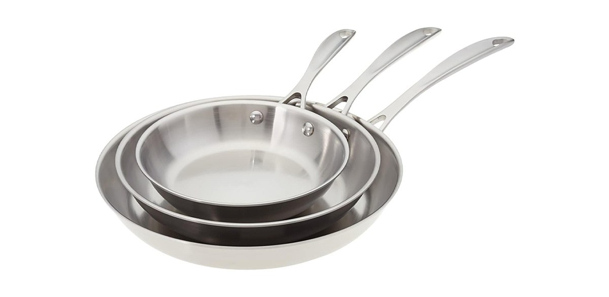 American Kitchen - 3-piece Stainless Steel Skillet &amp; Frying Pan Set