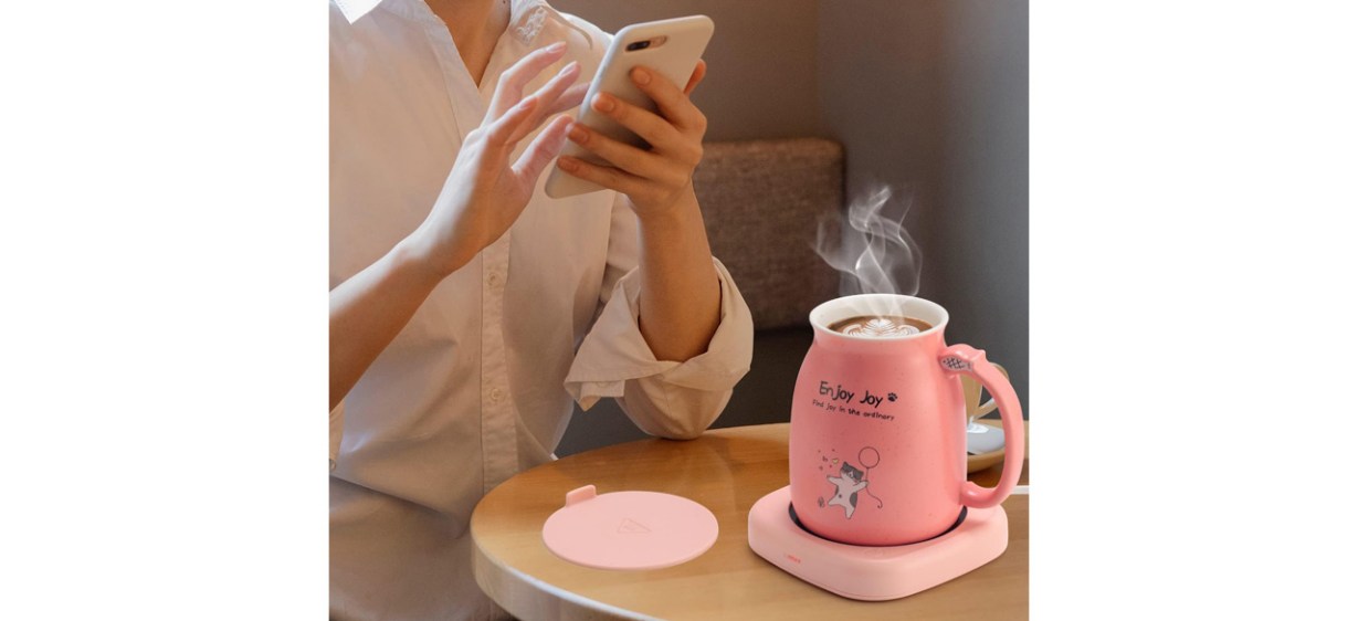 Bsigo Smart Coffee Mug Warmer &amp; Cute Cat Mug Set