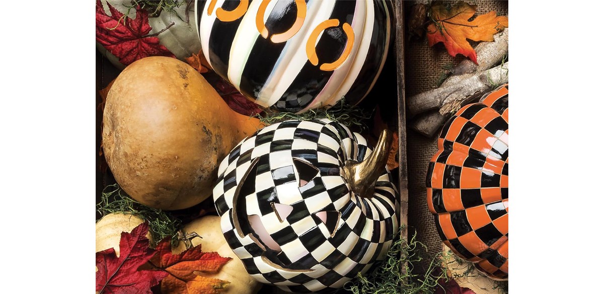 MACKENZIE-CHILDS Courtly Check Illuminated Jack-O’-Lantern