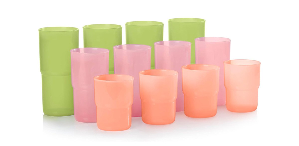 Tupperware Tabletop 12 Count Tumbler Cup Set in 8-, 12- and 18 Fl. Oz. (4 of each)