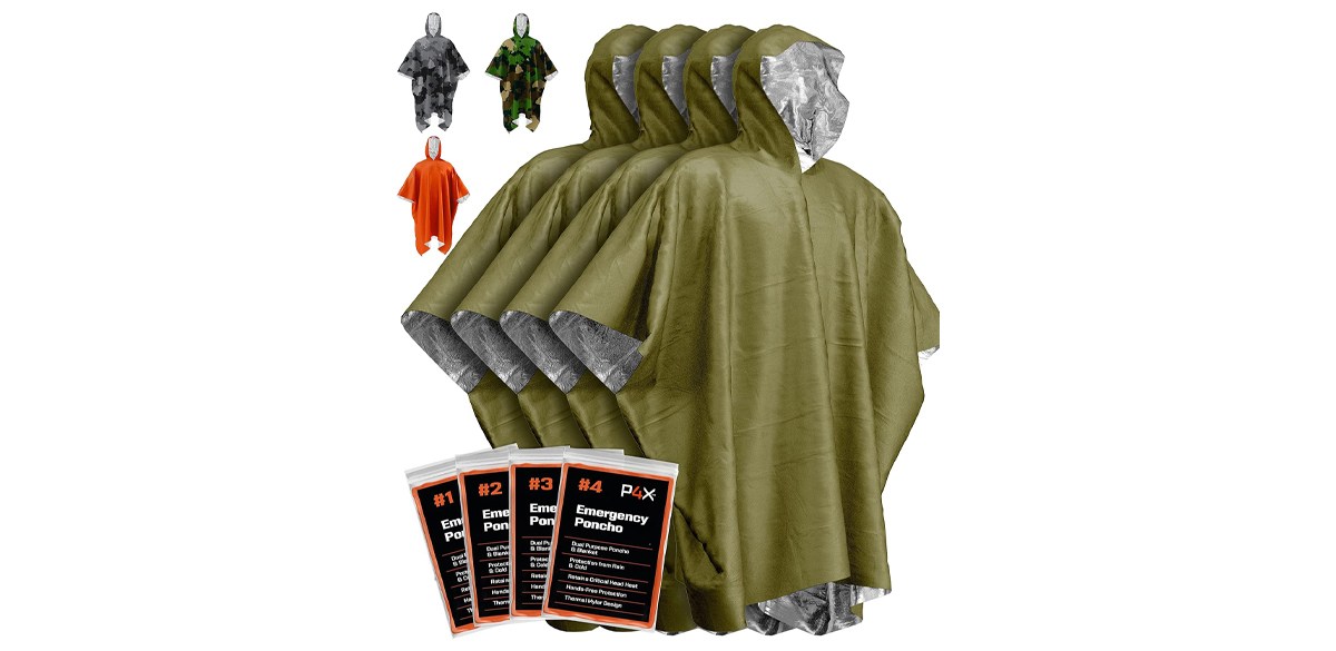 PREPARED4X Emergency Rain Poncho with Mylar Blanket Liner PREPARED4X Emergency Rain Poncho with Mylar Blanket Liner