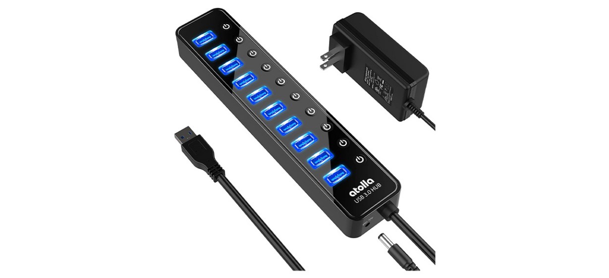 Atolla 10-Port Powered USB 3.0 Hub With Individual On-Off Switches