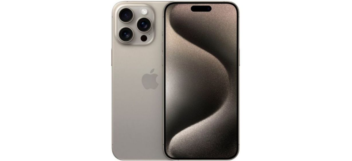 Apple iPhone 15 Pro Max smartphone on white background