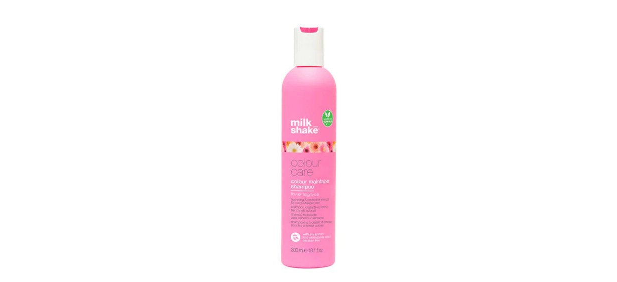Pink bottle of Milk Shake Color Maintainer Shampoo Flower