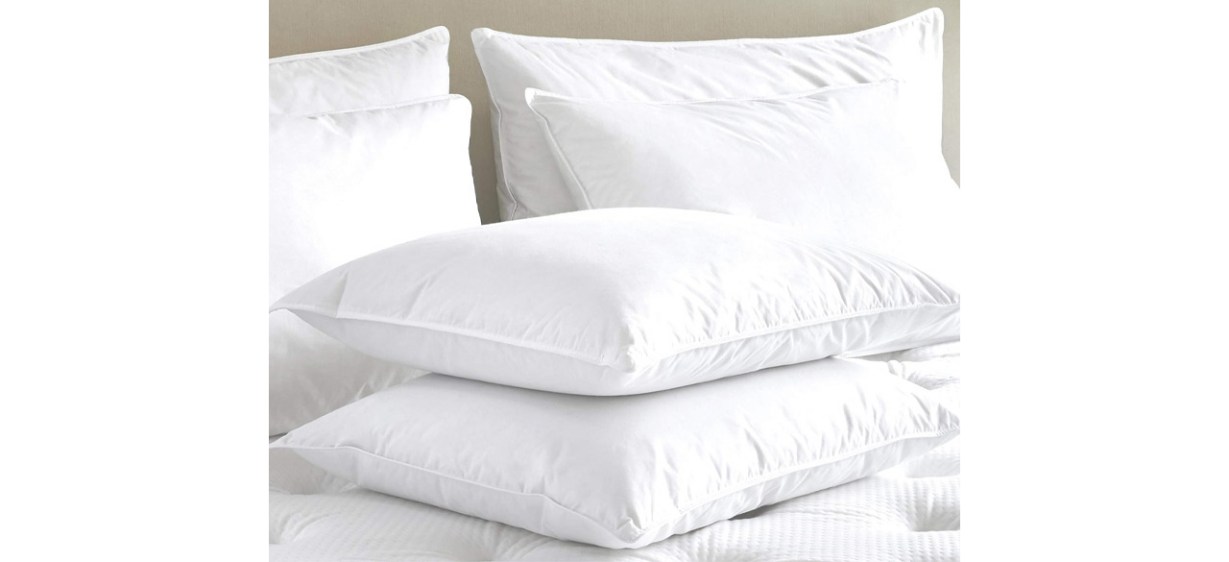 White Marriott Lyocell Down Pillow on bed