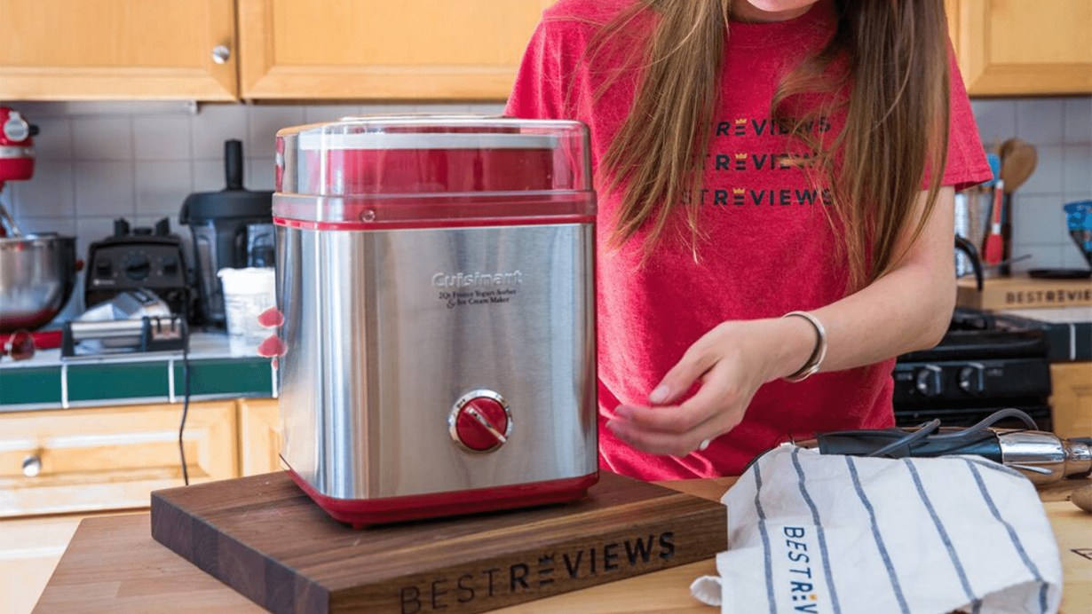 A young person using cuisinart ICE30BC Ice Cream Maker A young person using cuisinart ICE30BC Ice Cream Maker