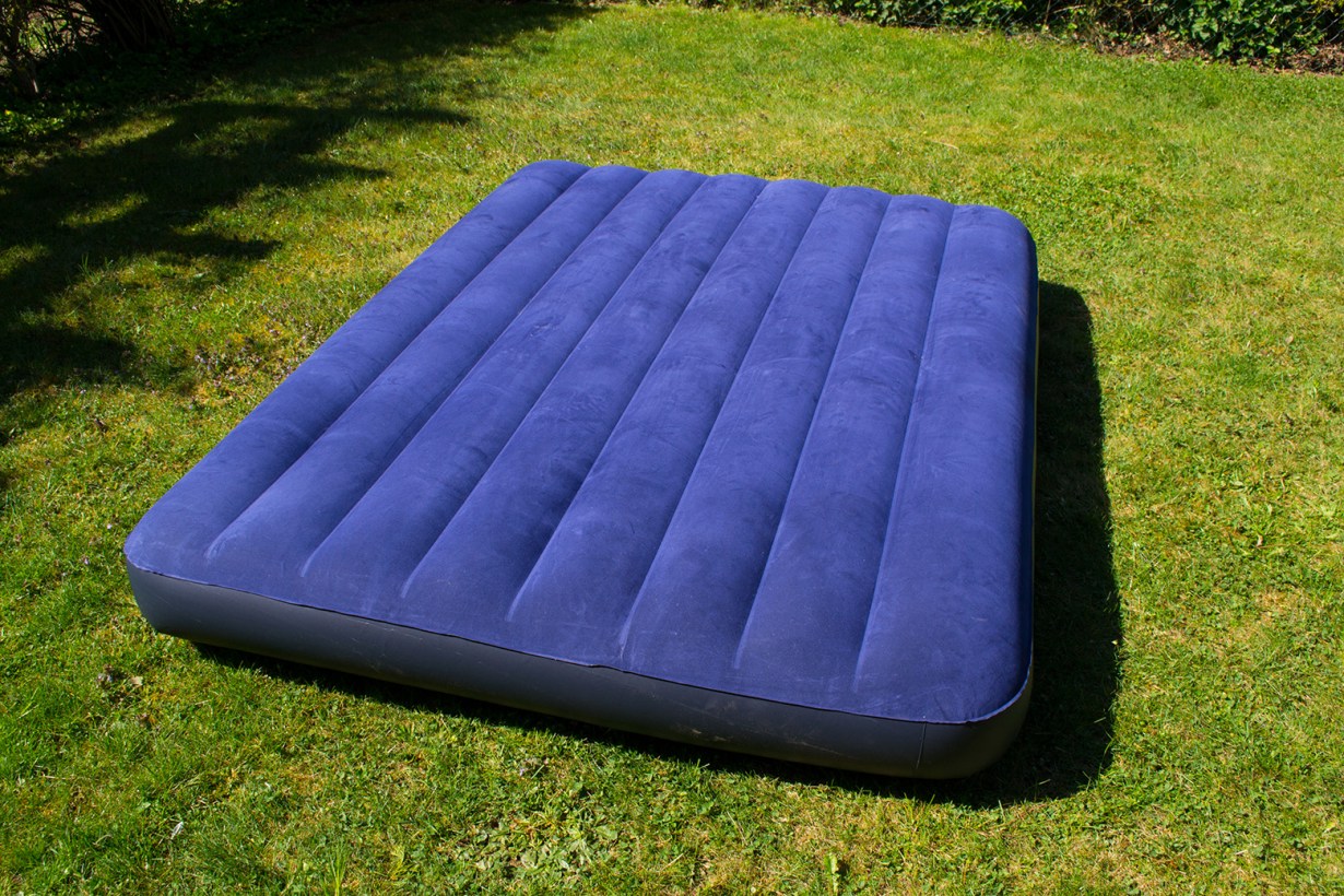 an air mattress outdoors