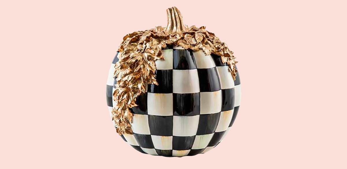 Best MacKenzie-Childs Courtly Check Gold Foliage Pumpkin Best MacKenzie-Childs Courtly Check Gold Foliage Pumpkin