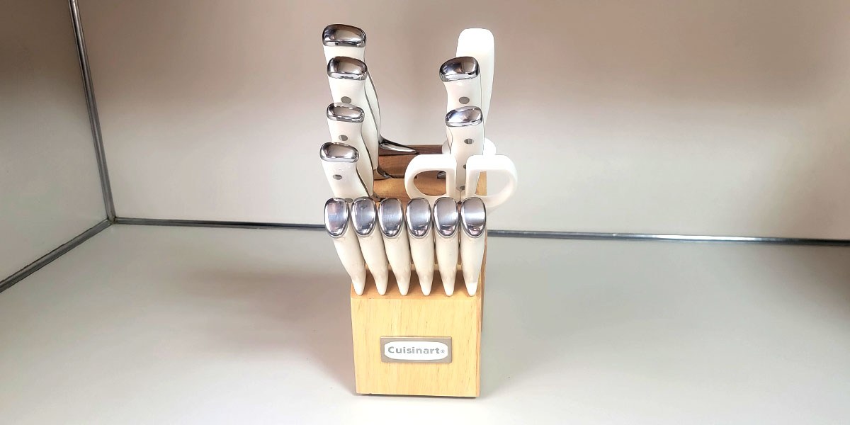 Cuisinart 15-Piece Knife with Block on kitchen counter Cuisinart 15-Piece Knife with Block on kitchen counter