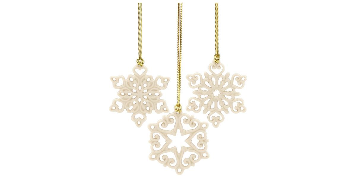 3 ceramic snowflake ornaments  3 ceramic snowflake ornaments