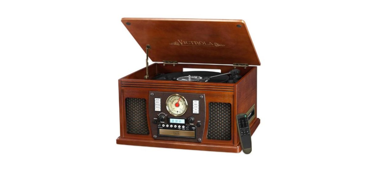 Victrola 8-in-1 Bluetooth Record Player &amp; Multimedia Center