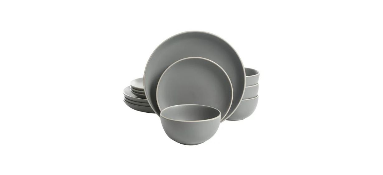 Better Homes &amp; Gardens Zuri Matte 12-Piece Dinnerware Set in gray