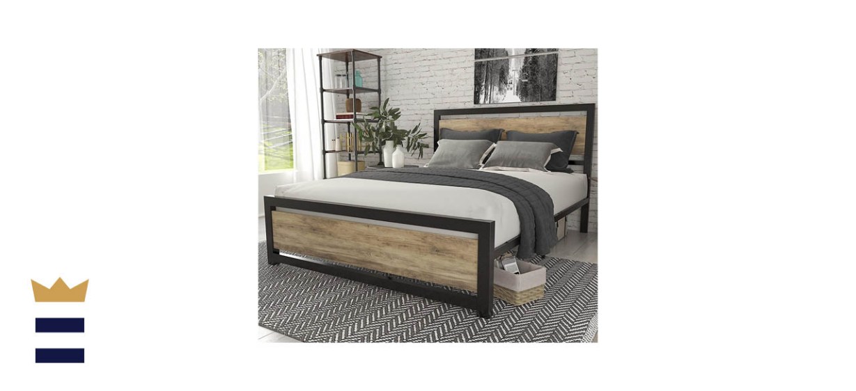 Wood and Metal Full-Size Bed Frame with Headboard by the Sha Cerlin Store