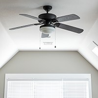 modern ceiling fan by the window