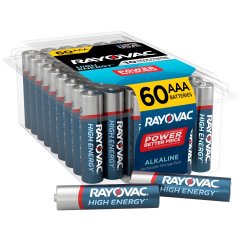 Rayovac 60 Pack, AAA Alkaline High Energy Batteries