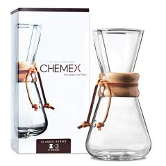 Chemex 3-Cup Classic Series Pour-Over Glass Coffee Maker