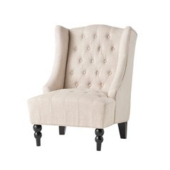 Great Deal Furniture Wingback Button-Tufted Fabric Accent Chair
