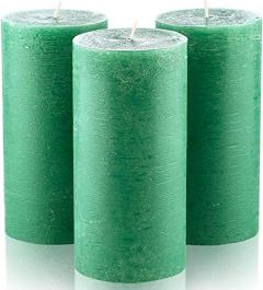 Melt Candle Company Dark Green Unscented Pillar Candles