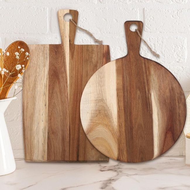 Hsei 2 Pcs Acacia Wood Cutting Board 
