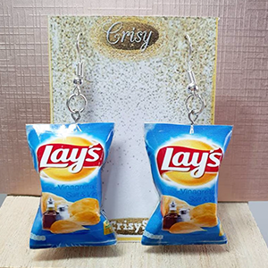 CrisyMiniatures Lay's Chips Hanging Earrings