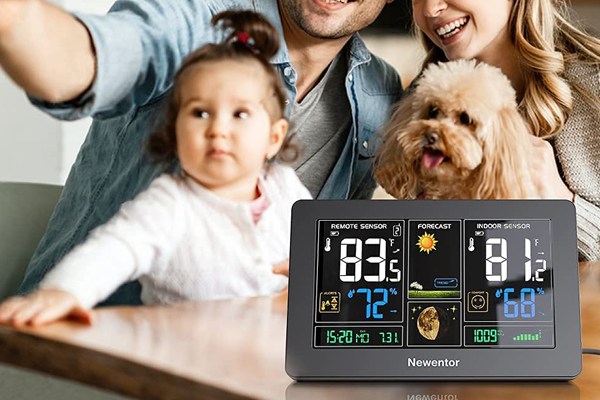 Newentor Weather Station Wireless Indoor Outdoor Multiple Sensors, Digital  Atomic Clock Weather Thermometer, Temperature and Humidity Monitor