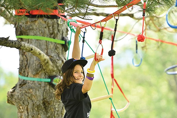 Swing VOKSAFE Ninja Warrior Obstacle Course for Kids 50' Weatherproof Outdoor Ninja Course Set with 10 Obstacles Ninja Backyard Obstacle Course Like Ladder 