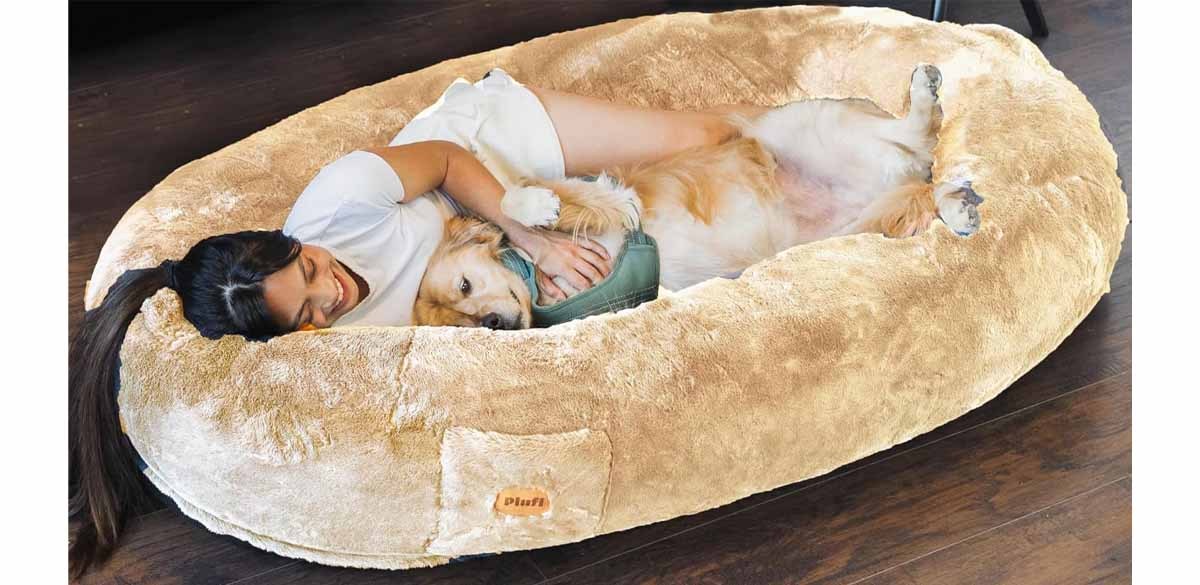 Beige Plufl, The Original Human Dog Bed