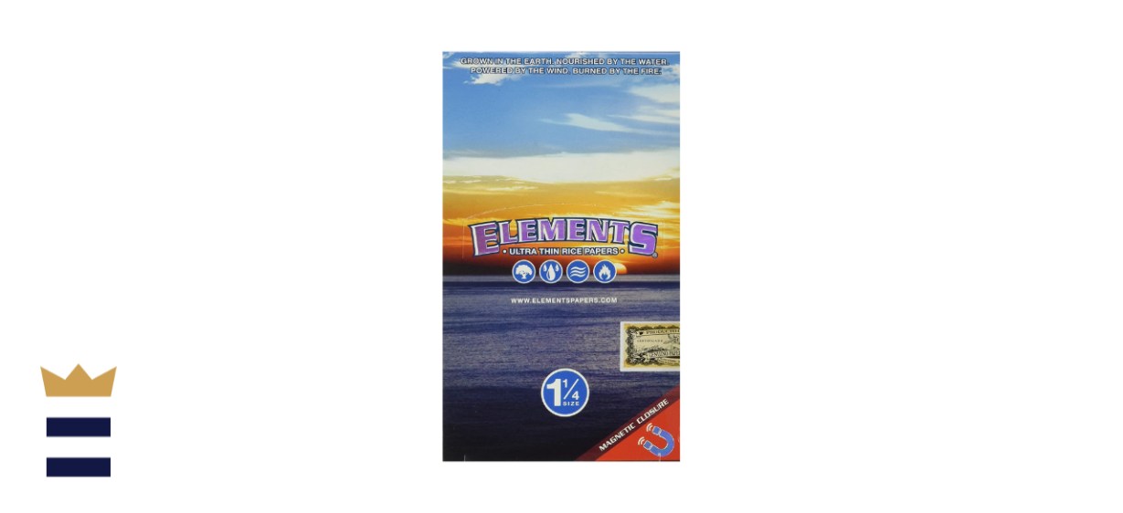25-Pack Elements 1 1/4” Ultra Thin Rice Rolling Paper