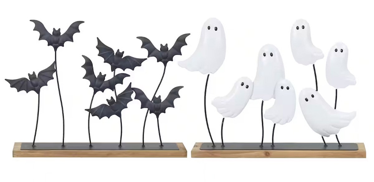 Assorted 14-inch Flying Halloween Icons Metal Tabletop Décor
