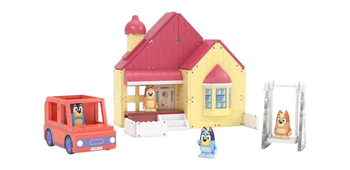 Tile Town Bluey Heeler Home &amp; 4WD Vehicle Magnetic Tiles Construction Building Playset