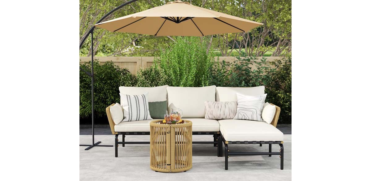 Yaheetech 3 Pieces L-Shaped Conversation Sofa Set