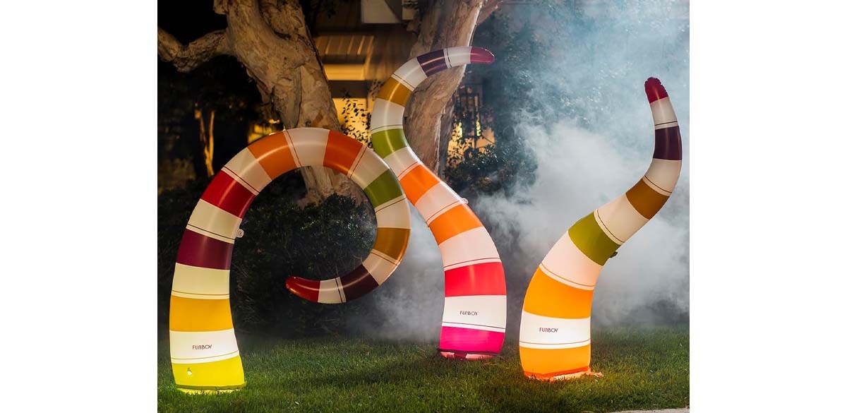 FUNBOY Giant Inflatable Light-Up Yard Snake Multicolor