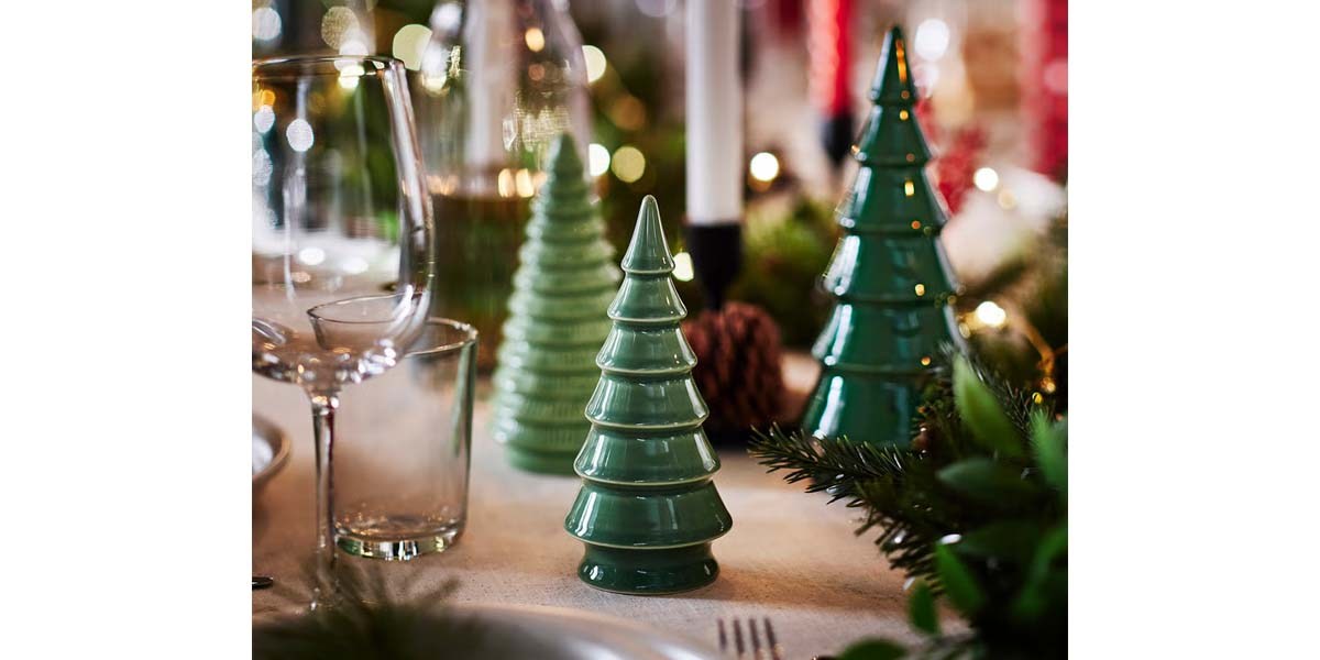 Vinterfint Decoration, set of 3, christmas tree green