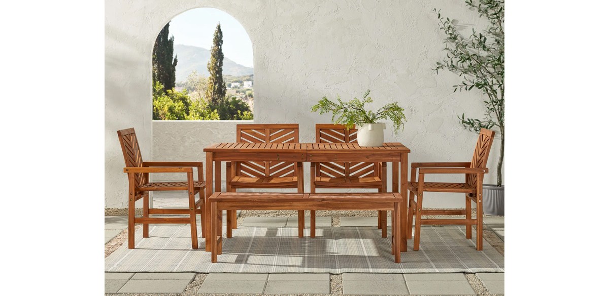 Winston Porter Brown Alfonsi 7 - Person Rectangular Outdoor Dining Set