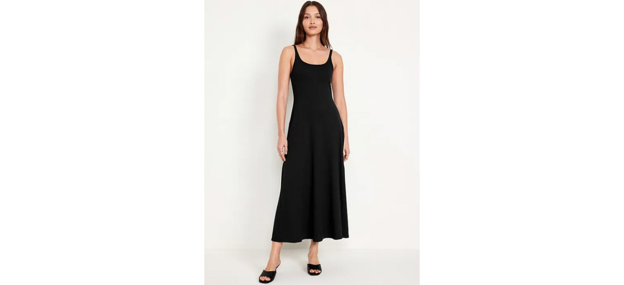 Fit &amp; Flare Rib-Knit Maxi Dress
