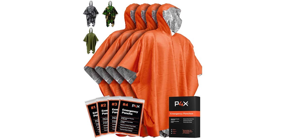  PREPARED4X Emergency Poncho and Mylar Blanket Liner