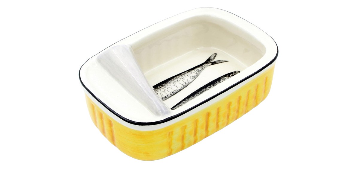  Alcoa Arte Handpainted Traditional Portuguese Ceramic Sardines Can (Yellow)
