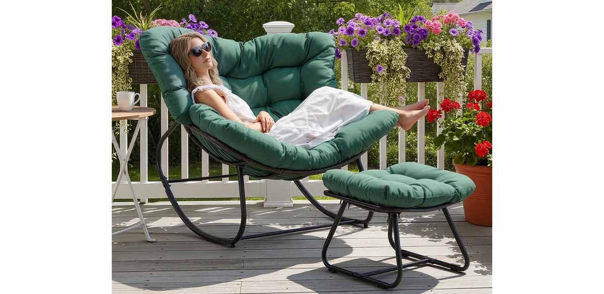 Cozy Home Green Outdoor Oversized Papasan Chair