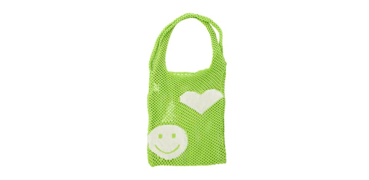 Crochet Mesh Tote Bag in Green