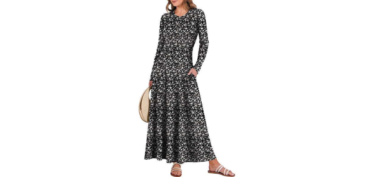 Luniro Women Fall Maxi Dresses Long Sleeve A