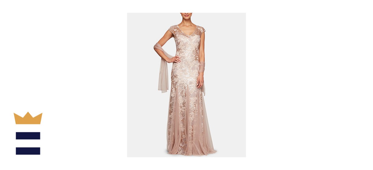 Alex Evenings Embellished-Lace Gown and Shawl