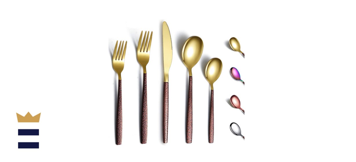 Berglander Gold Silverware Set With Moon-Surface Handle
