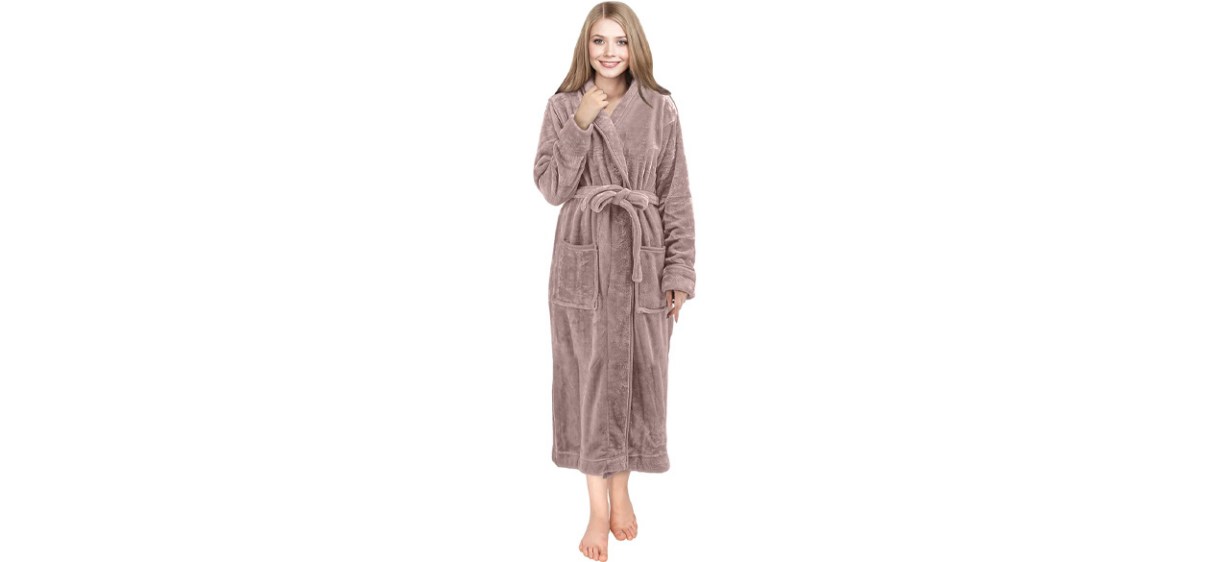 NY Threads Women Fleece Shawl Collar Bathrobe