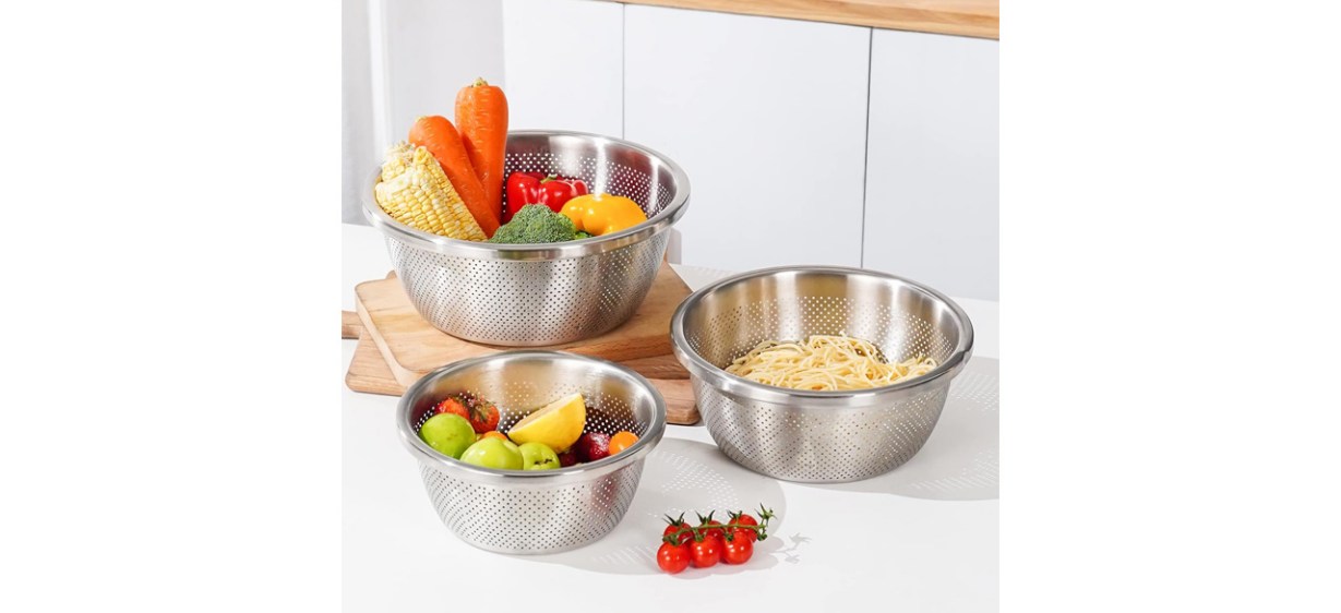 POPGRADE 304 Stainless Steel Colander Bowl Set