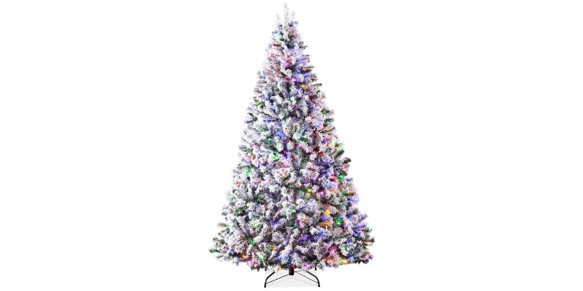 Best Choice Products 6ft Pre-Lit Christmas Pine Tree w/ Flocked Branches