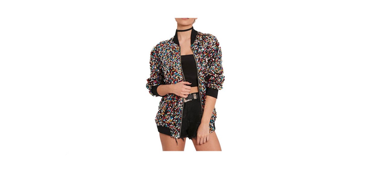 best Cresay Sequin Bomber Jacket
