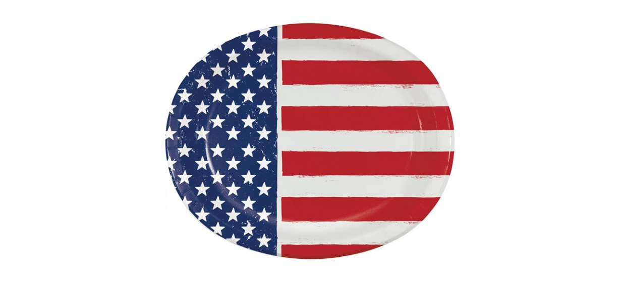 Best Way to Celebrate! American Flag Oval Disposable Paper Plates